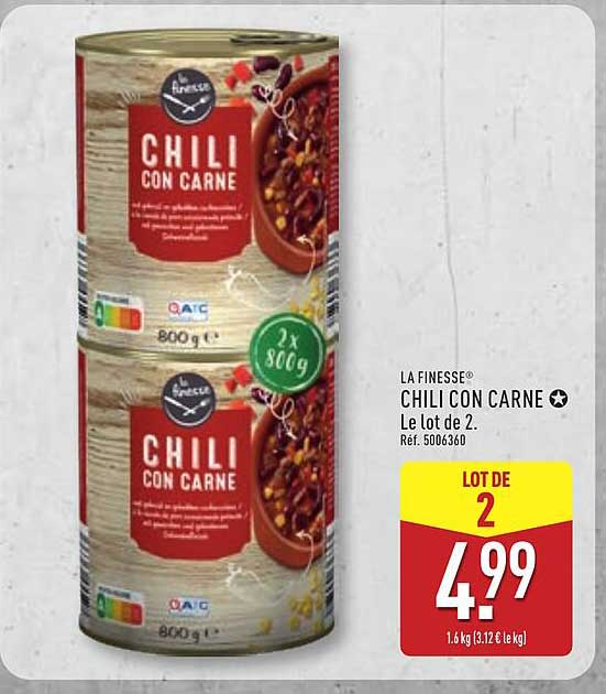 LA FINESSE CHILI CON CARNE Le lot de 2. Réf. 5006360