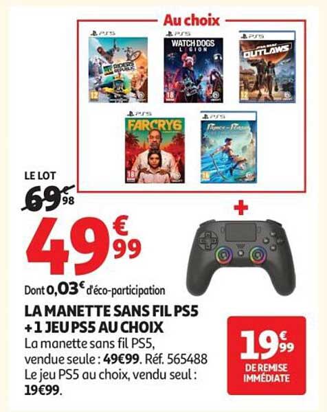 LA MANETTE SANS FIL PS5 + 1 JEUX PS5 AU CHOIX