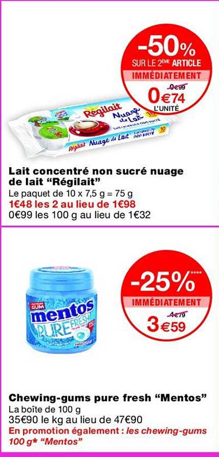 Lait concentré non sucré nuage de lait "Régilait"