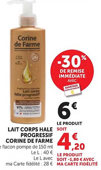 LAIT CORPS HALE PROGRESSIF CORINE DE FARME