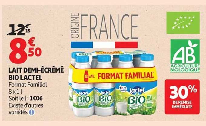 LAIT DEMI-ÉCRÉMÉ BIO LACTEL