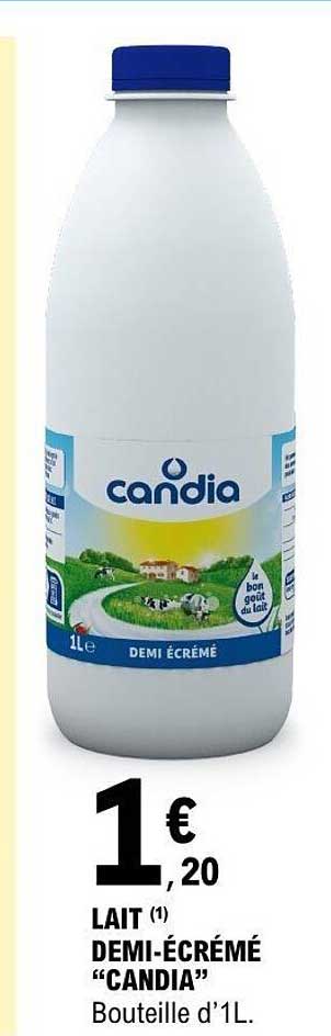 LAIT DEMI-ÉCRÉMÉ “CANDIA” Bouteille d’1L.