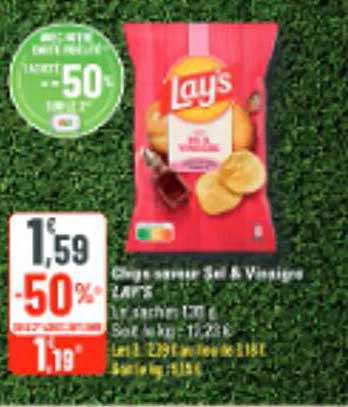 LAY'S Chips croustillantes Sel & Vinaigre