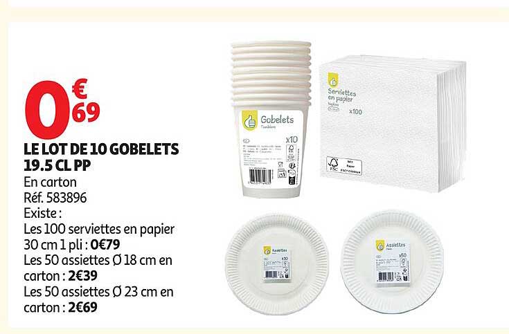 LE LOT DE 10 GOBELETS 19.5 CL PP