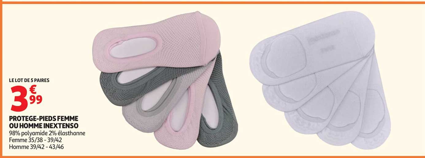 LE LOT DE 5 PAIRES PROTEGE-PIEDS FEMME OU HOMME INEXTENSO