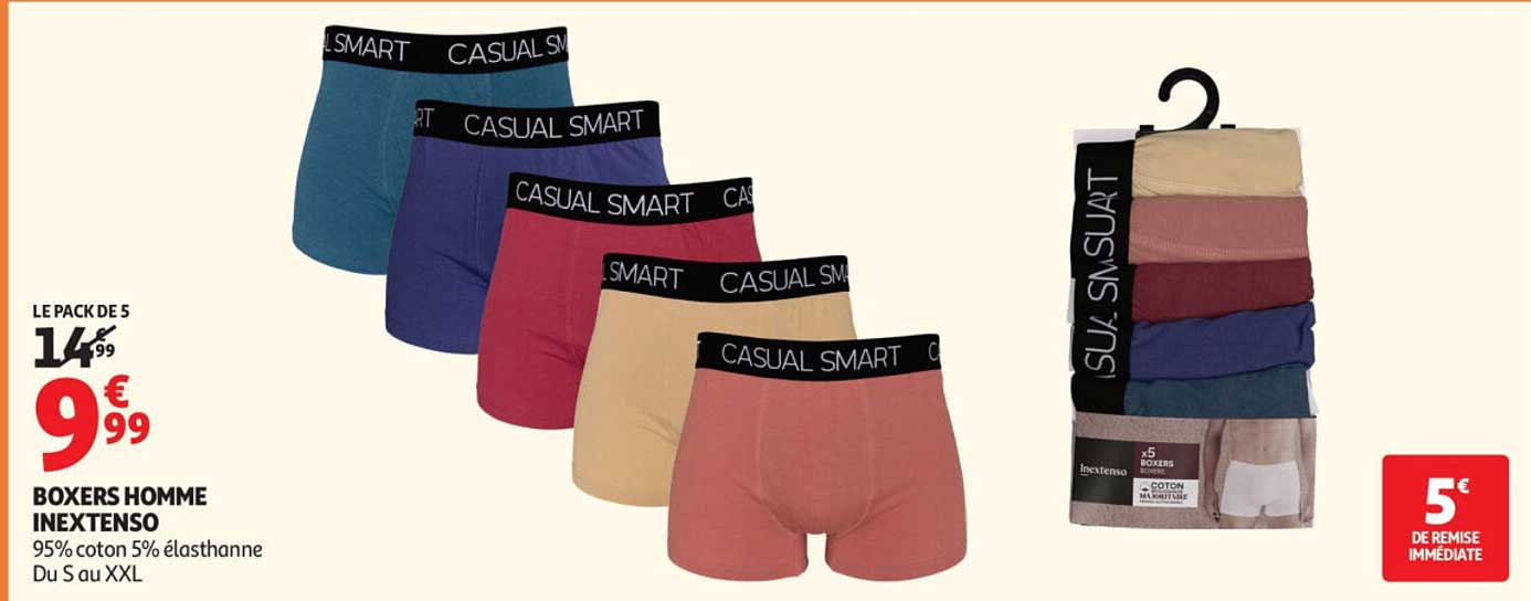 LE PACK DE 5 BOXERS HOMME INEXTENSO