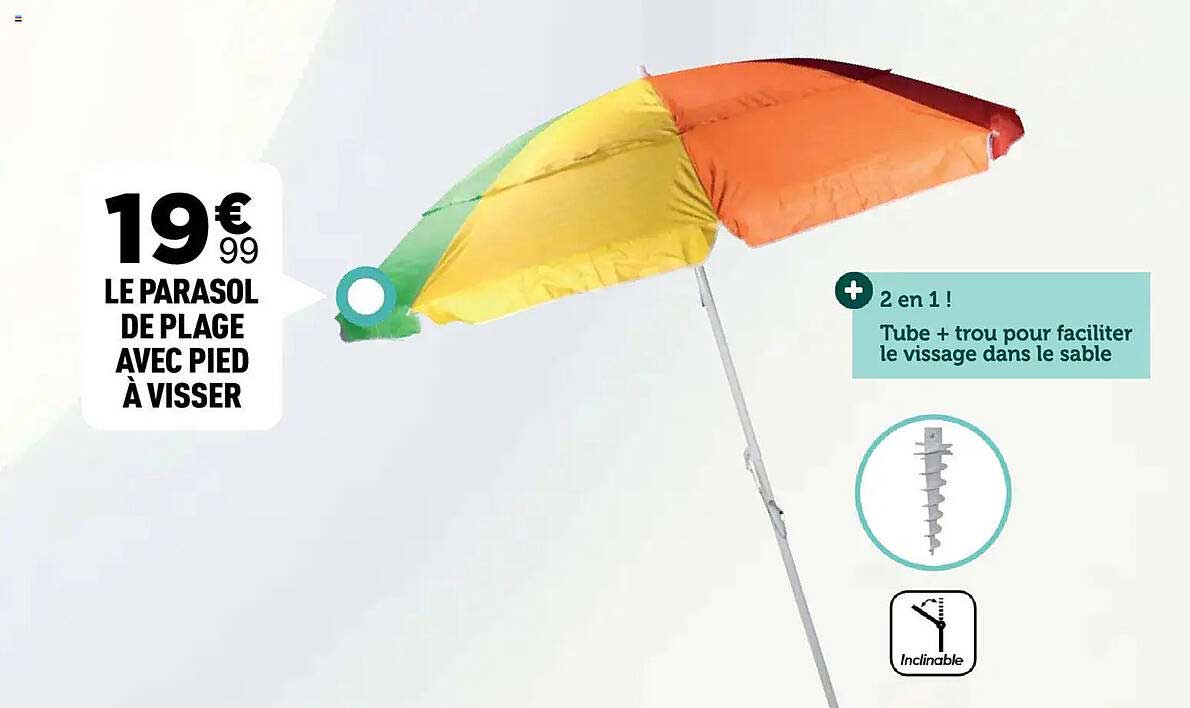 LE PARASOL DE PLAGE AVEC PIED À VISSER