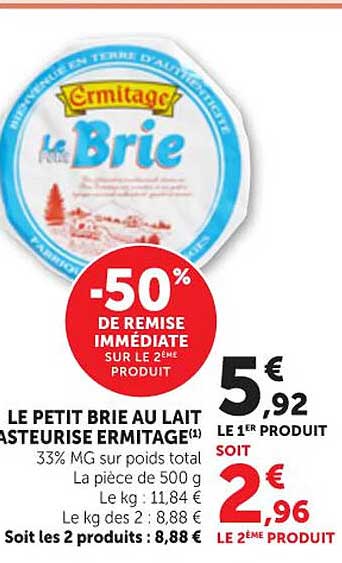 Le Petit Brie au lait pasteurisé Ermitage