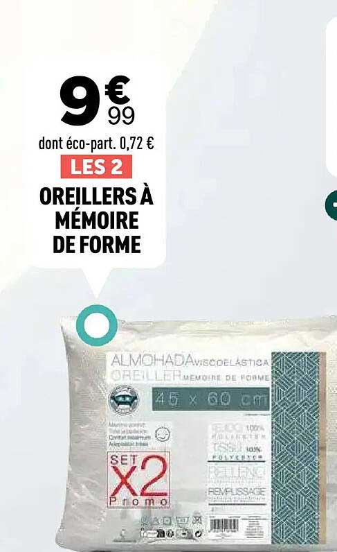 LES 2 OREILLERS À MÉMOIRE DE FORME