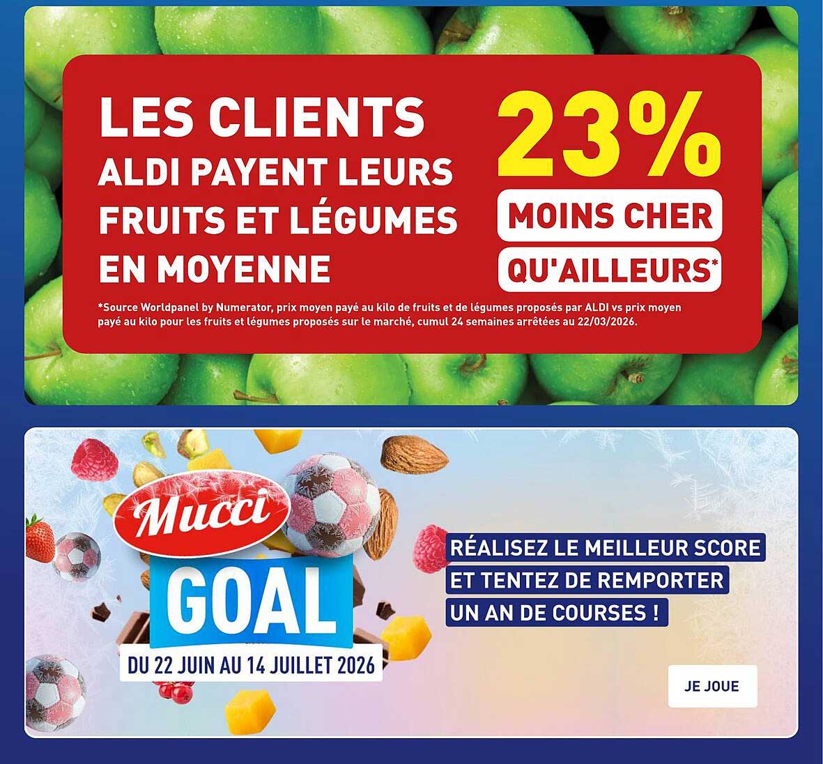 LES CLIENTS ALDI PAYENT LEURS FRUITS ET LÉGUMES EN MOYENNE 23% MOINS CHER QU'AILLEURS*