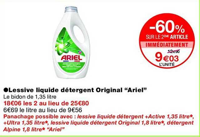 Lessive liquide détergent Original “Ariel”