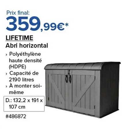LIFETIME Abri horizontal