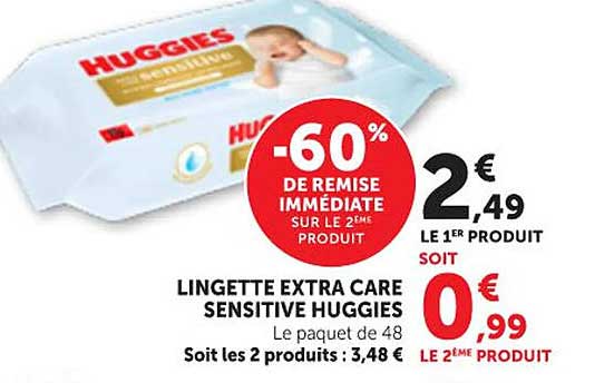 LINGETTE EXTRA CARE SENSITIVE HUGGIES