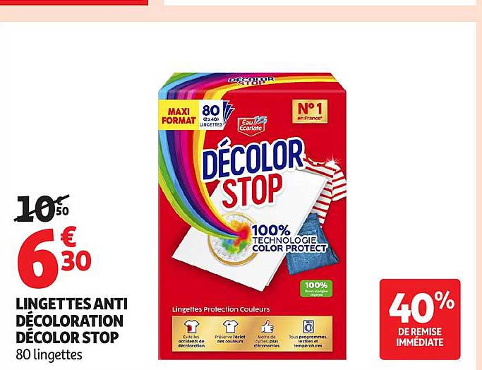 LINGETTES ANTI DÉCOLORATION DÉCOLOR STOP 80 lingettes