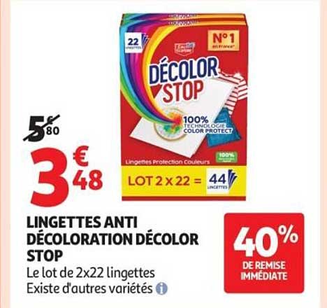 LINGETTES ANTI DÉCOLORATION DÉCOLOR STOP
