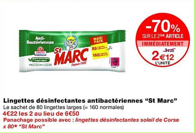 Lingettes désinfectantes antibactériennes “St Marc”