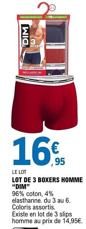 LOT DE 3 BOXERS HOMME “DIM”