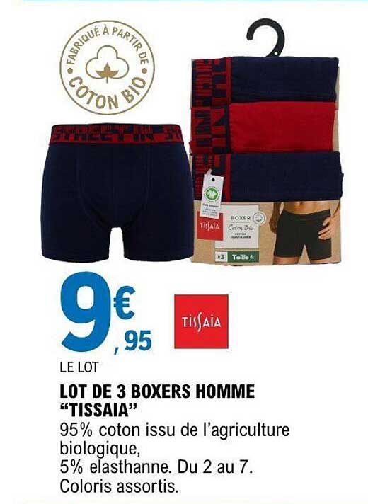 LOT DE 3 BOXERS HOMME “TISSAIA”