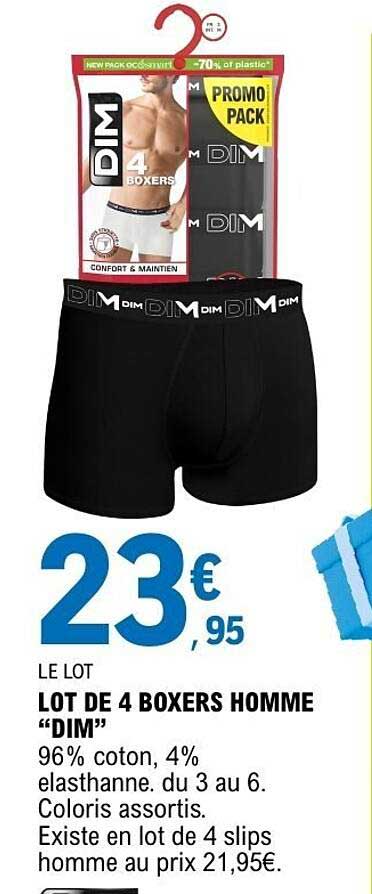 LOT DE 4 BOXERS HOMME “DIM”