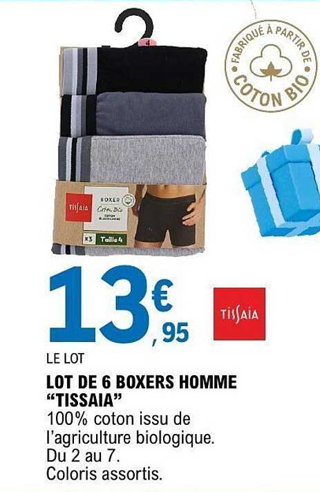 LOT DE 6 BOXERS HOMME “TISSAIA”