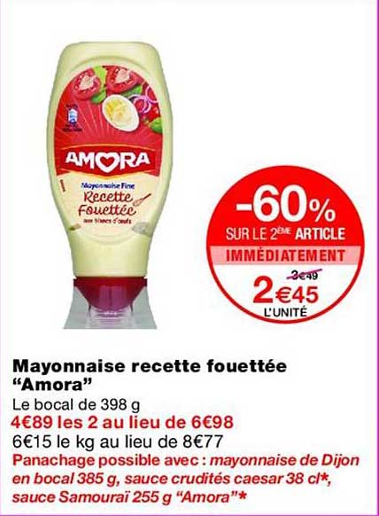 Mayonnaise recette fouettée “Amora”
