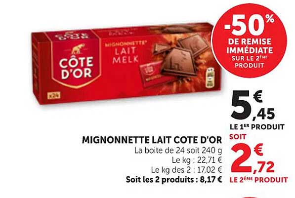 MIGNONNETTE LAIT COTE D'OR