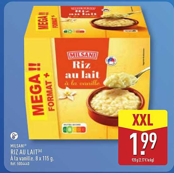MILSANI® RIZ AU LAIT(A) À la vanille, 8 x 115 g. Réf. 500440