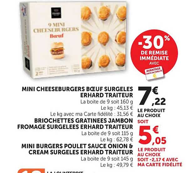 MINI CHEESEBURGERS BŒUF SURGELES ERHARD TRAITEUR