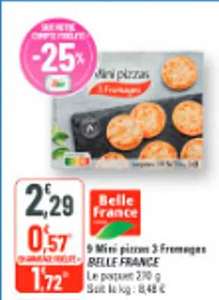 Mini pizzas 3 fromages BELLE FRANCE