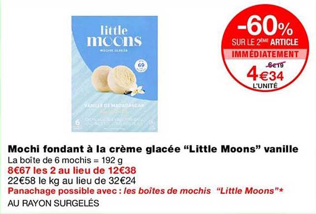 Mochi fondant à la crème glacée “Little Moons” vanille