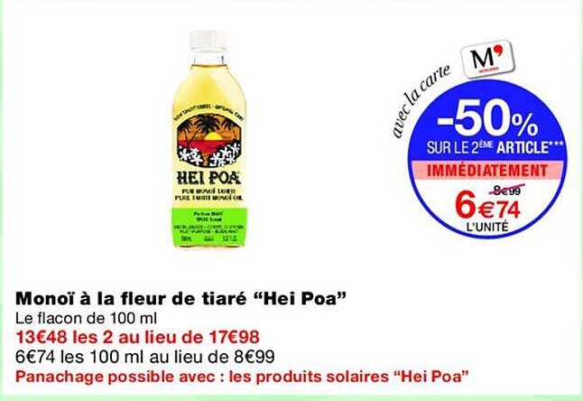 Monoï à la fleur de tiaré “Hei Poa”