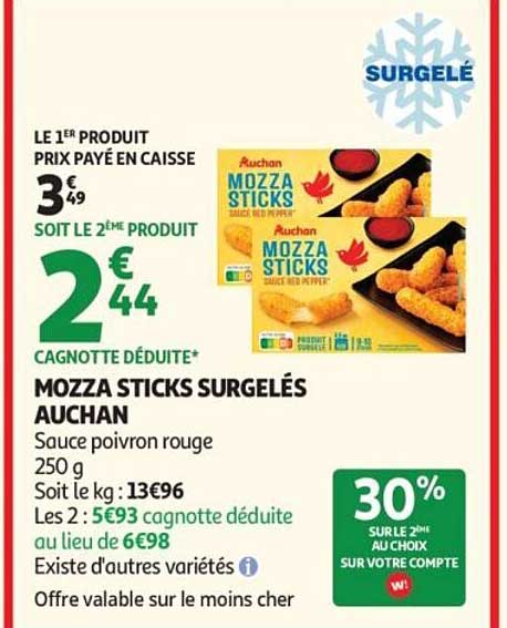 MOZZA STICKS SURGELÉS AUCHAN