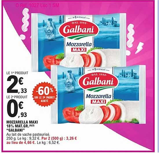 MOZZARELLA MAXI 18% MAT.GR. "GALBANI"