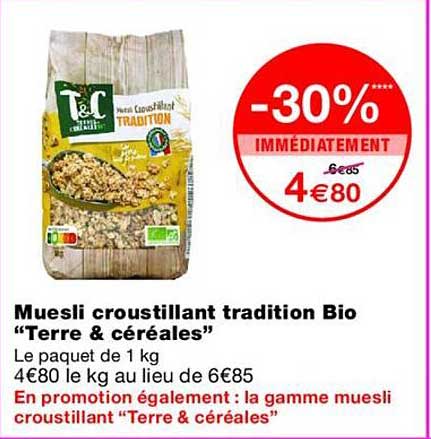 Muesli croustillant tradition Bio “Terre & céréales”