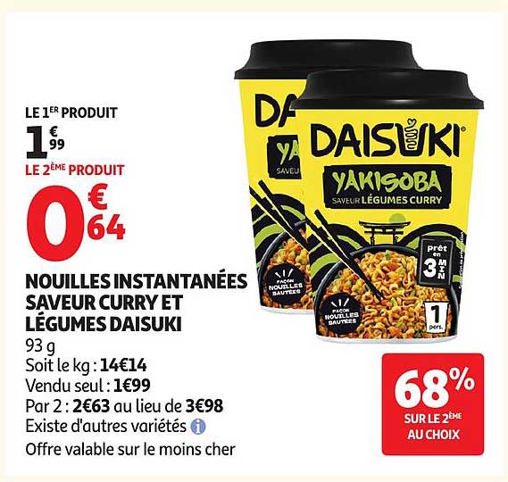 NOUILLES INSTANTANÉES SAVEUR CURRY ET LÉGUMES DAISUKI