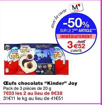 Œufs chocolats “Kinder” Joy