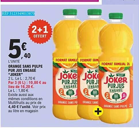 ORANGE SANS PULPE JUS ENGAGÉ "JOKER"