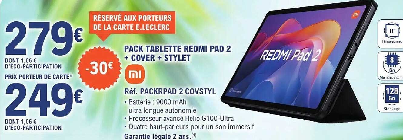 PACK TABLETTE REDMI PAD 2 + COVER + STYLET
