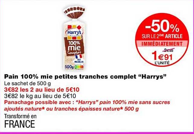Pain 100% mie petites tranches complet “Harrys”
