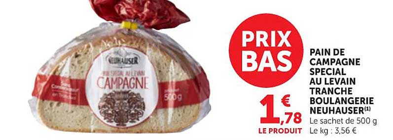 PAIN DE CAMPAGNE SPECIAL AU LEVAIN TRANCHE BOULANGERIE NEUHAUSER