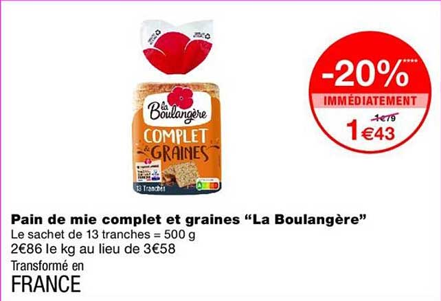 Pain de mie complet et graines “La Boulangère”