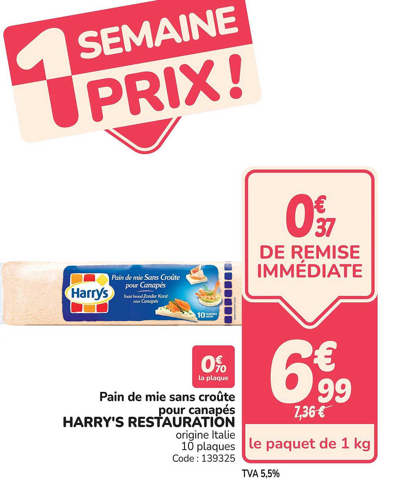 Pain de mie sans croûte pour canapés HARRY'S RESTAURATION