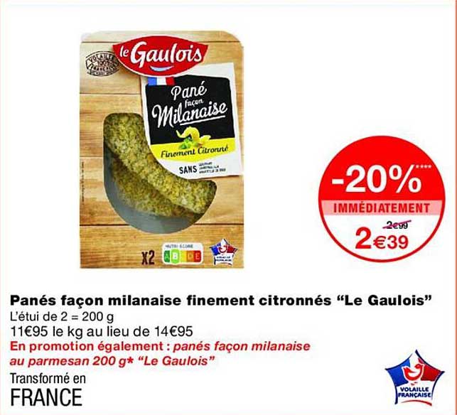 Panés façon milanaise finement citronnés “Le Gaulois”