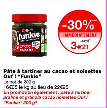 Pâte à tartiner au cacao et noisettes Ouf ! “Funkie”