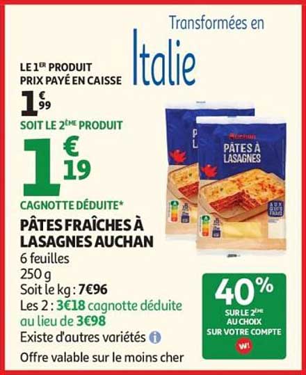 PÂTES FRAÎCHES À LASAGNES AUCHAN