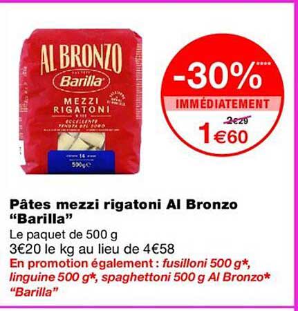 Pâtes mezzi rigatoni Al Bronzo “Barilla”