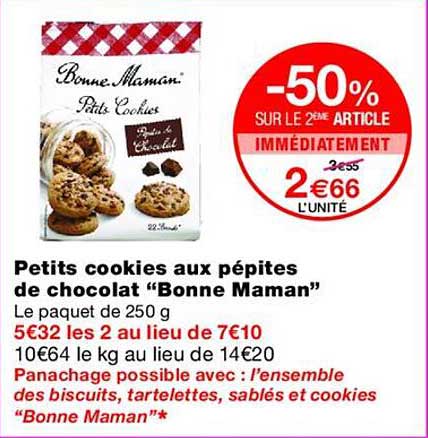 Petits cookies aux pépites de chocolat “Bonne Maman”