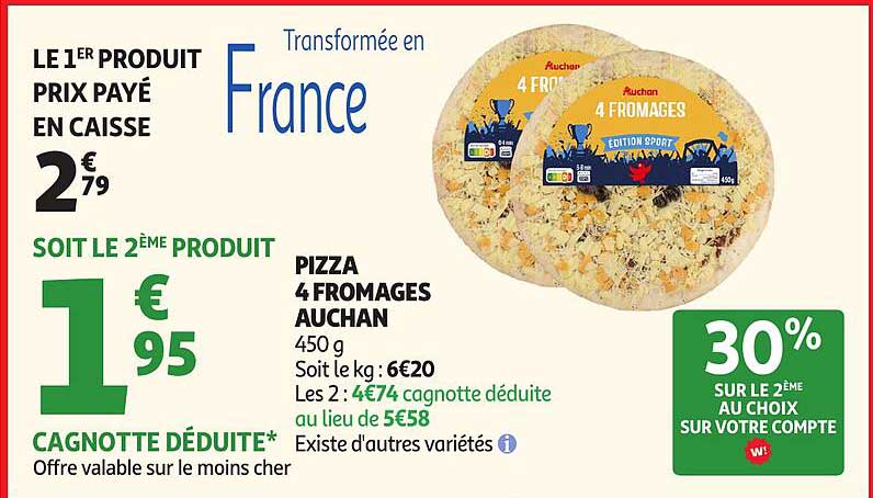 Pizza 4 fromages Auchan