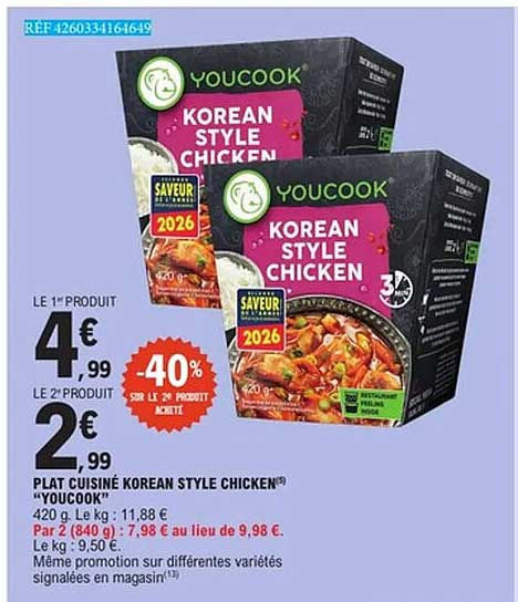 PLAT CUISINÉ KOREAN STYLE CHICKEN® "YOUCOOK"