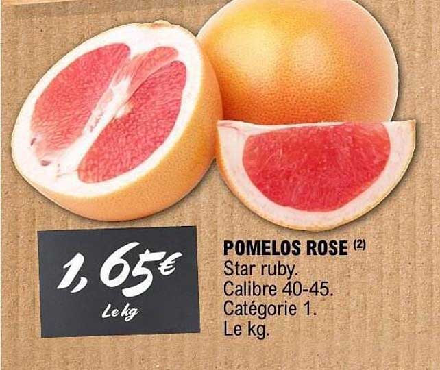 POMELOS ROSE Star ruby. Calibre 40-45. Catégorie 1. Le kg.